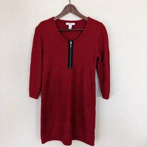 Style & Co. Red Knit Sweater Scoop Neck Mini Dress with 3/4 Sleeve size Small
